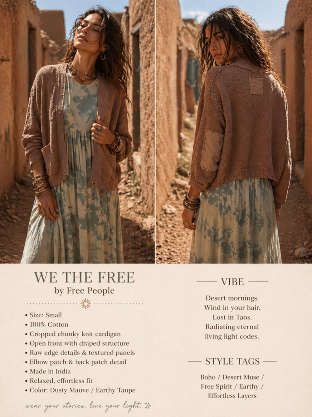 Free People We The Free Cropped Knit Cardigan S Dusty Rose Boho Layering Jacket